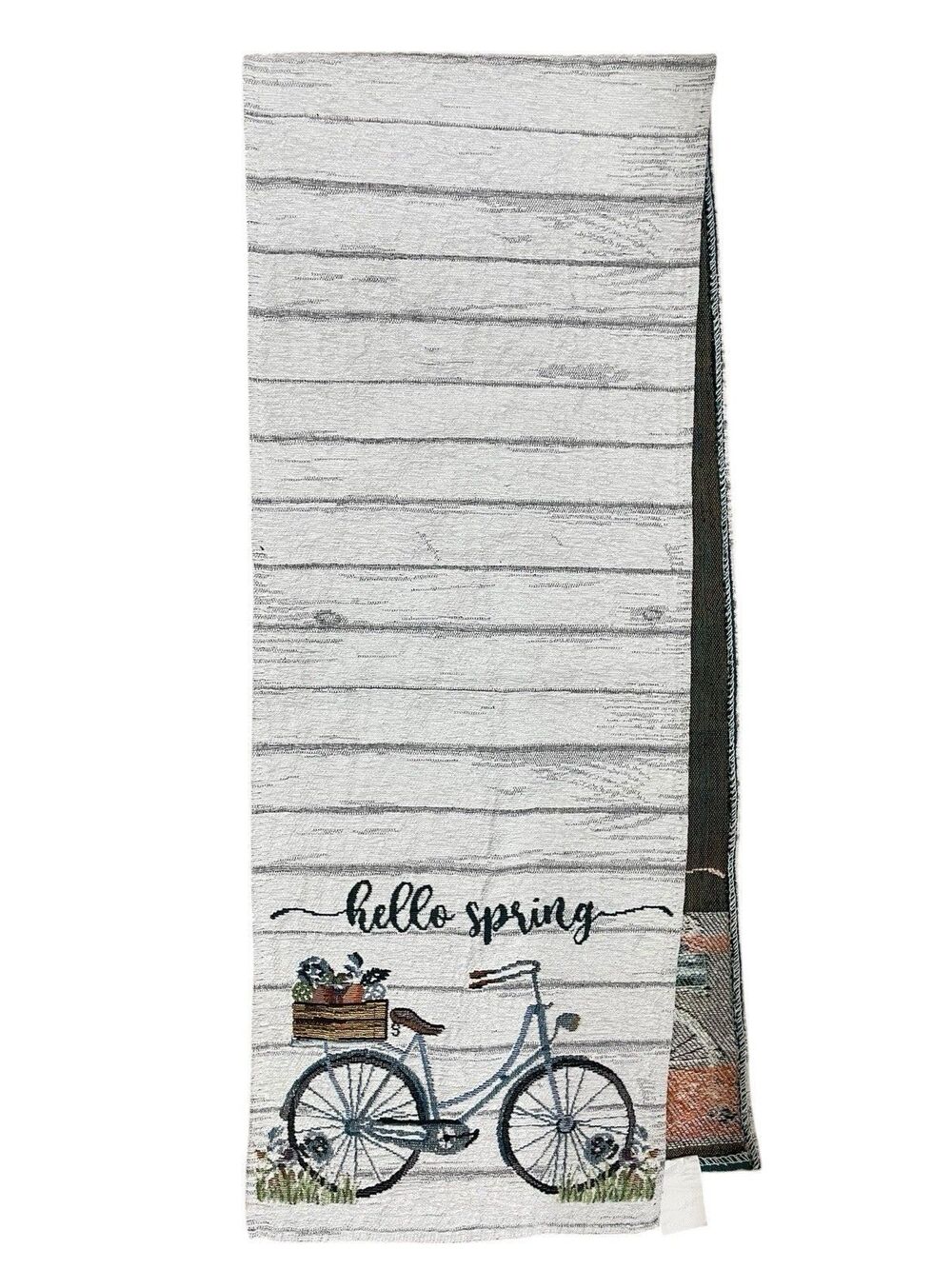 Hello Spring Bicycle Table Runner Farmhouse Floral Table Decor